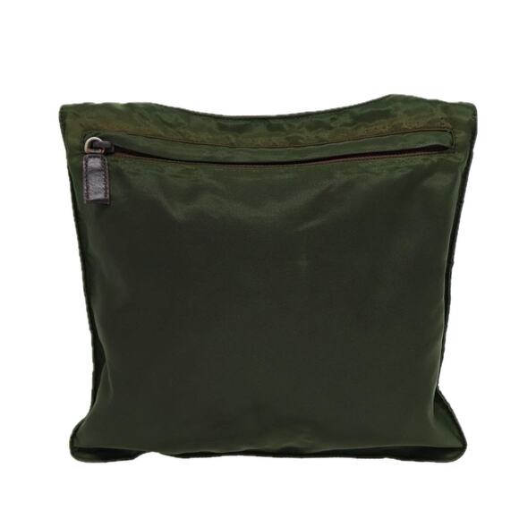 PRADA Shoulder Bag Nylon Khaki Dark Brown Silver - Picture 3 of 16